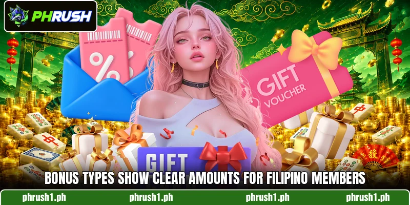 Bonus types show clear amounts for Filipino members