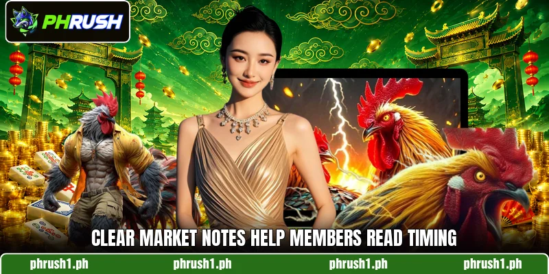 Clear market notes help members read timing