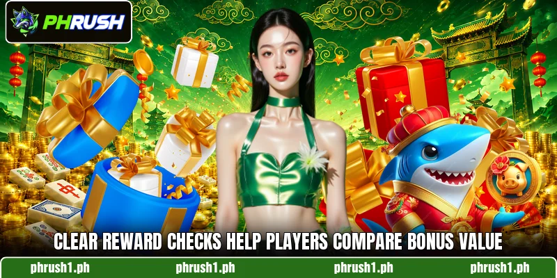 Clear reward checks help players compare bonus value