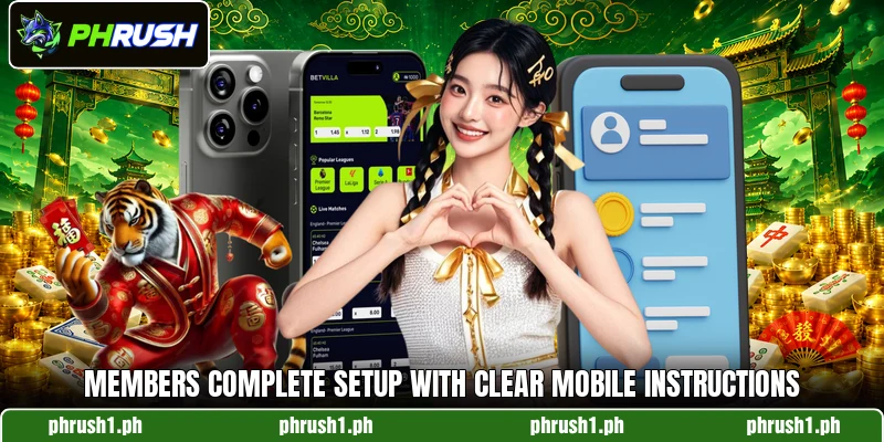Members complete setup with clear mobile instructions