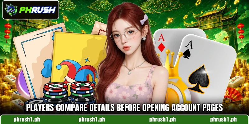 Players compare details before opening account pages